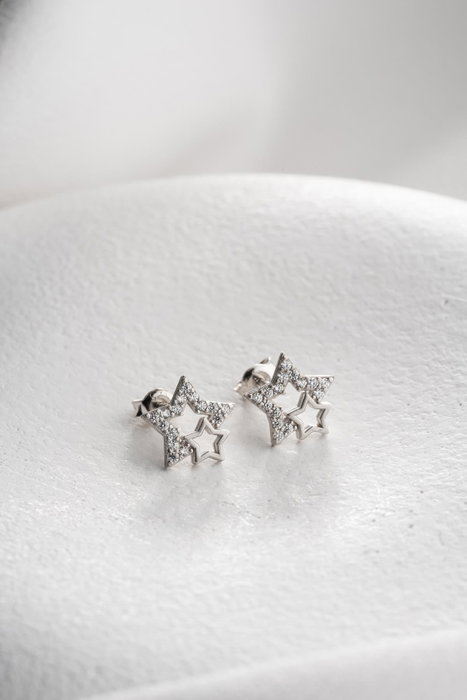 Heliophilia Silver Pendientes de Plata Esterlina 925 con Circonio